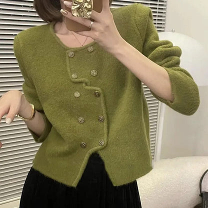 LM | Women's sweater with double-breasted button placket