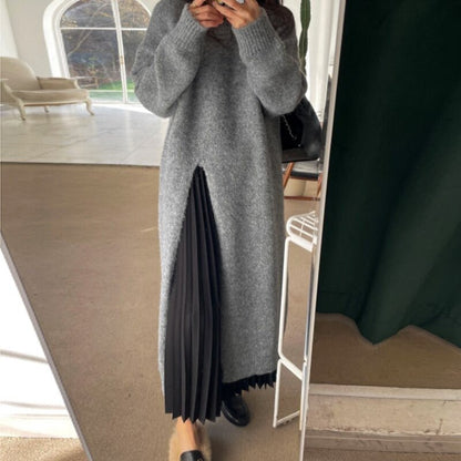 LM | Sweater midi dress with pleated detail