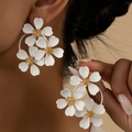 White Flower Dangling Earrings