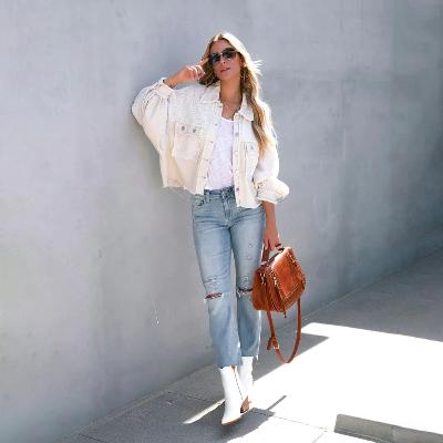 LM | Casual jacket with puff sleeves for women