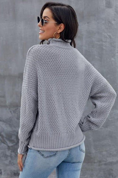 LM | MW Women's sweater in gray, long-sleeved turtleneck sweater