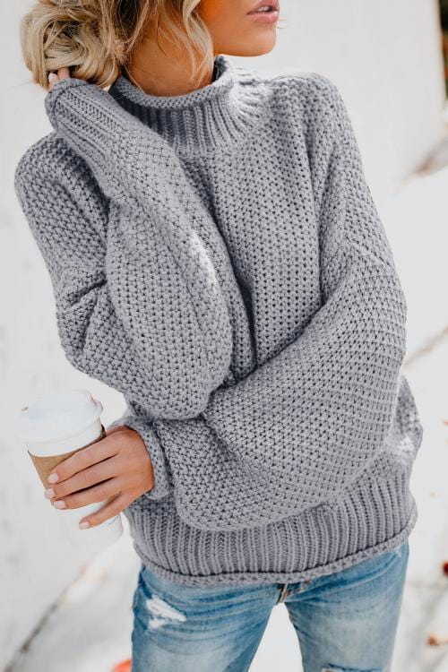 LM | MW Women's sweater in gray, long-sleeved turtleneck sweater