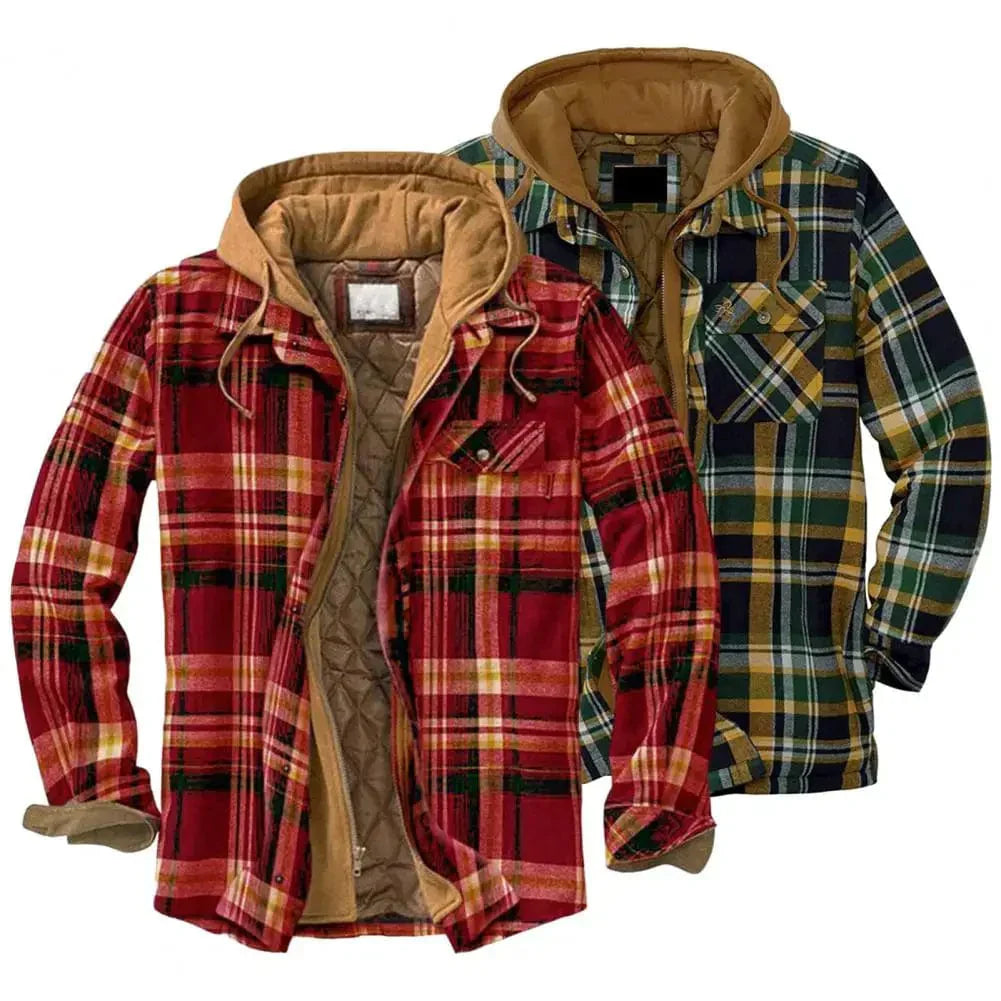 LM | Hooded shirt jacket in cotton flannel