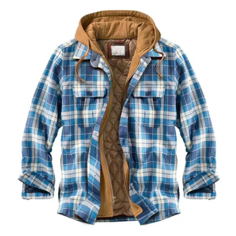 LM | Hooded shirt jacket in cotton flannel