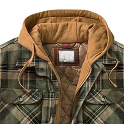 LM | Hooded shirt jacket in cotton flannel