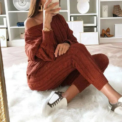 LM | MW -Women's 2-piece long knit suit with thick sweater