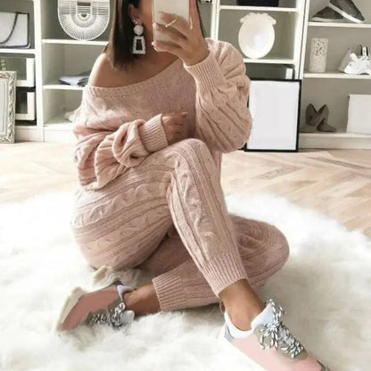 LM | MW -Women's 2-piece long knit suit with thick sweater