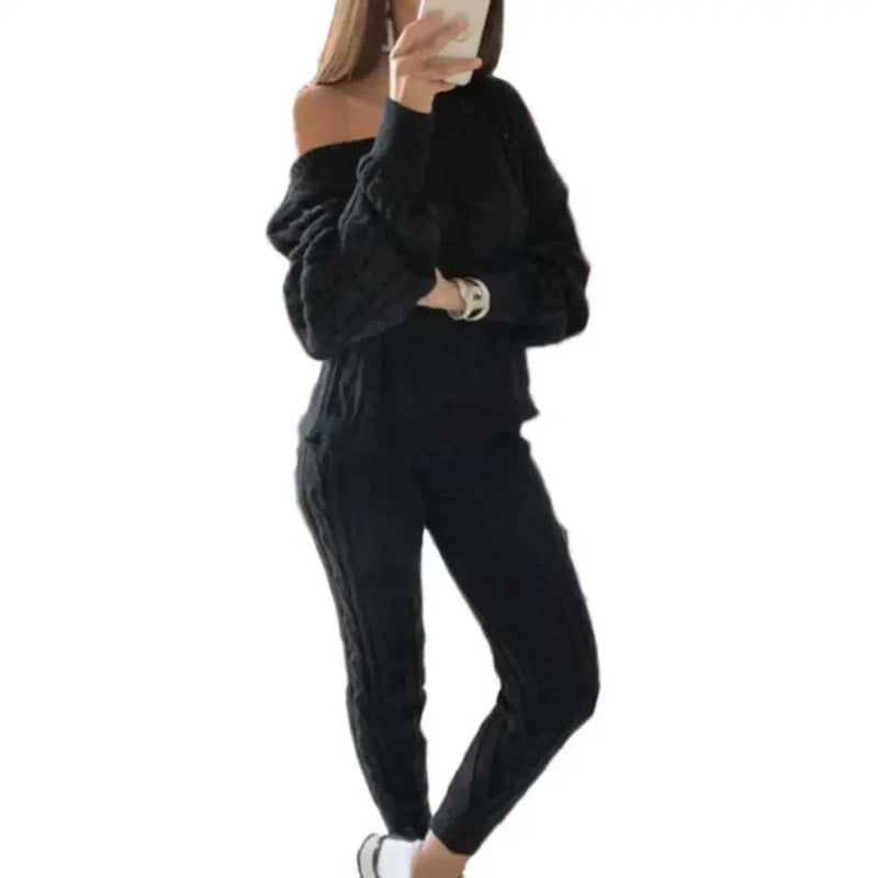 LM | MW -Women's 2-piece long knit suit with thick sweater
