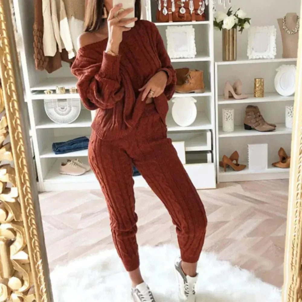 LM | MW -Women's 2-piece long knit suit with thick sweater