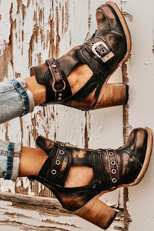 LM | Rustic ankle boot with block heels