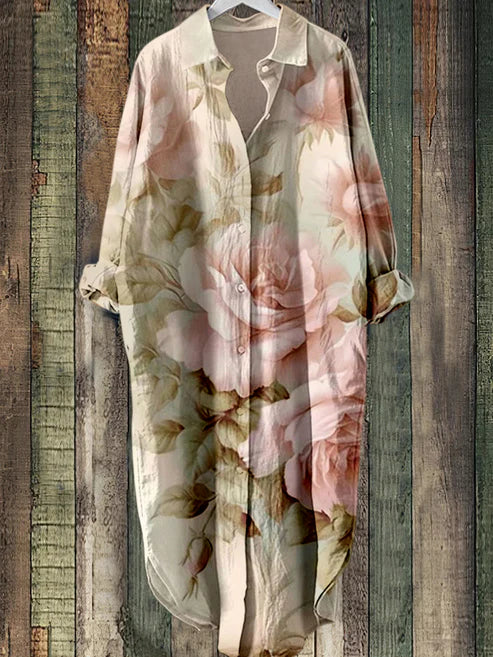 LM | Buttoned midi dress with floral print