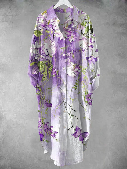 LM | Buttoned midi dress with floral print