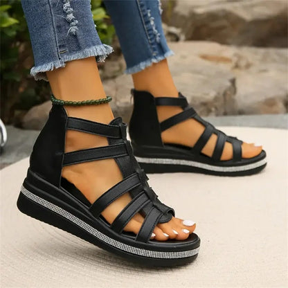 LM | Wedge sandals with rhinestones