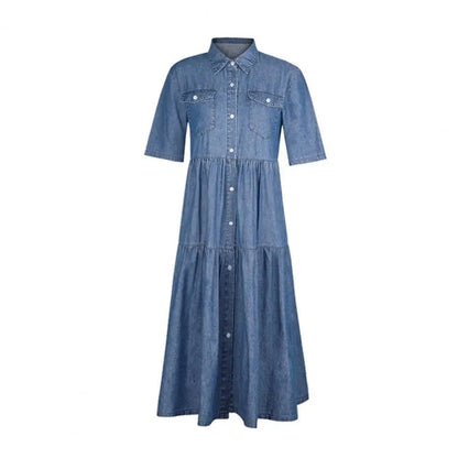 LM | Denim dress with short sleeves