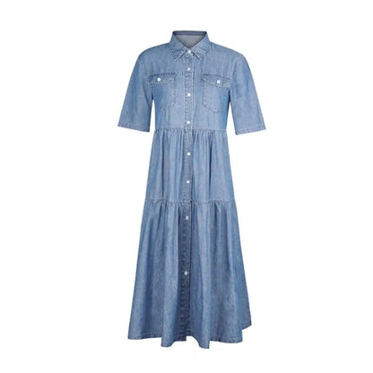 LM | Denim dress with short sleeves