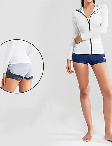 2 Piece Rash Guard Surfing Shirt Swimsuit Shorts Colored With Boyshorts Upf50+ Breathable Long Sleeve Diving Suit Surfing Canoeing Snorkeling Spring
